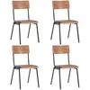 Image de vidaXL Chaises Ã  manger lot de 4 marron contreplaquÃ© solide et acier