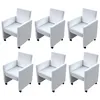 Image de vidaXL Chaises de salle Ã  manger 6 pcs Blanc Similicuir