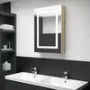 Image de Vidaxl Armoire De Salle De Bain Ã Miroir Led Blanc Et ChÃªne 50x13x70cm