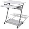 Image de Bureau Compact avec Plateau Ã  Clavier Coulissant & ÃtagÃ¨re pour CPU avec Cadre en Acier Blanc