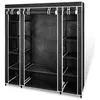 Image de Armoire en Tissu avec Compartiments & Barres Cadre en Acier 45x150x176 cm Noire