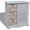 Image de vidaXL Armoire en bois 3 paniers gauches en tissage Blanc