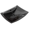 Image de Lavabo rectangulaire en cÃ©ramique noir de luxe avec trop-plein et trou