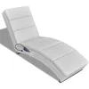 Image de vidaXL Chaise longue de massage Blanc Similicuir