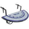Image de Table de balcon suspendue Demi-circulaire Bleu et Blanc