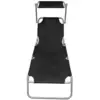 Image de Chaises d'extérieur VidaXL  Chaise longue  pliable avec auvent en acier noir P31599845