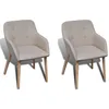 Image de 2 Pcs Chaises De Salle Ã Manger Beige Tissu Et ChÃªne Massif