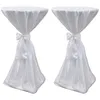 Image de Housse De Table Blanche Avec Ruban 80 Cm 2 PiÃ¨ces