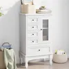 Image de vidaXL Armoire avec 5 tiroirs et 2 Ã©tagÃ¨res Blanc