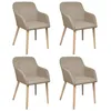 Image de 4 Pcs Chaises De Salle Ã Manger Beige Tissu Et ChÃªne Massif