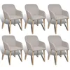 Image de 6 Pcs Chaises De Salle Ã Manger Beige Tissu Et ChÃªne Massif