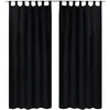 Image de 2 pcs Rideau Ã  Passant Micro Satin Noir 140 x 175 cm
