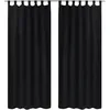 Image de 2 Pcs Rideau Ã Passant Micro Satin Noir 140 X 225 Cm