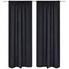 Image de 2 Pcs Rideau Blackout Occultant Noir TÃªte Ã Fente 135 X 245 Cm