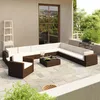 Image de Vidaxl Salon De Jardin 12 Pcs Avec Coussins RÃ©sine TressÃ©e Marron