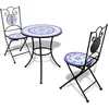 Image de Vidaxl set de bistro mosaÃ¯quÃ© table 60 cm et 2 chaises bleu/blanc