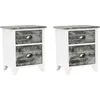 Image de vidaXL Table de chevet 2 pcs avec 2 tiroirs Gris et blanc