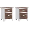 Image de vidaXL 2 tables de chevet / meubles pour tÃ©lÃ©phone Ã© tiroirs marron blanc