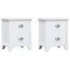 Image de vidaXL Table de chevet 2 pcs avec 2 tiroirs Blanc
