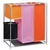 Image de vidaXL Panier Ã  linge Ã  3 sections avec un bac de lavage