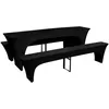 Image de Vidaxl Housses De Table Et Bancs Extensibles 3 Pcs Noir 220x50x80 Cm