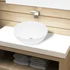 Image de Lavabo CÃ©ramique Moderne Blanc Brillant Haut Rond Lavabo de Salle de Bain 4,5 cm Drain