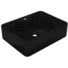 Image de Vasque carrÃ©e Ã  trou pour robinet cÃ©ramique Noir pour salle de bain