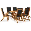 Image de Mobilier Ã DÃ®ner D'extÃ©rieur 7 Pcs En Bois D'acacia Solide