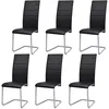 Image de Vidaxl Chaises De Salle Ã  manger Cantilever 6 Pcs Noir Similicuir
