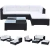 Image de Lot de 5 Salon Jardin avec CoussinsRÃ©sine TressÃ©e Noir