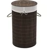 Image de vidaXL Panier Ã  linge rond en bambou Marron foncÃ©
