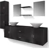 Image de VidaXL Mobilier de salle de bain avec lavabo 9 pcs Noir