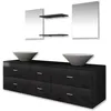 Image de VidaXL Mobilier de salle de bain avec lavabo 7 pcs Noir