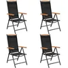 Image de Vidaxl 4 Pcs Chaises Pliables De Jardin Aluminium Et TextilÃ¨ne Noir