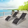 Image de Vidaxl Chaises Longues Avec Table Aluminium Noir