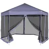 Image de vidaXL Chapiteau hexagonal avec 6 parois latÃ©rales 3,6x3,1m Bleu foncÃ©