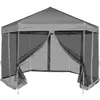 Image de vidaXL Chapiteau hexagonal avec 6 parois latÃ©rales Gris 3,6 x 3,1 m