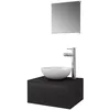 Image de VidaXL Meuble de salle de bain 4 pcs avec lavabo et robinet Noir