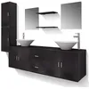 Image de VidaXL Meuble de salle de bain 11 pcs avec lavabo et robinet Noir