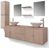 Image de VidaXL Meuble de salle de bain 11 pcs avec lavabo et robinet Beige