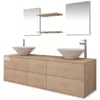 Image de VidaXL Meuble de salle de bain 9 pcs avec lavabo et robinet Beige