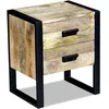 Image de Vidaxl Table Auxiliaire Ã 2 Tiroirs Bois Manguier Massif 43x33x51 Cm