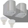 Image de Vidaxl Applique Murale Led D'extÃ©rieur 2 PiÃ¨ces Ronde Vers Le Bas