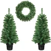Image de Black Box Trees Norton Coffret sapin de NoÃ«l et couronne - 2 Sapins de NoÃ«l artificiels en 1 couronne avec Ã©clairage LED - vert
