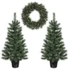 Image de Lot de 2 sapins de noÃ«l artificiel et 1 couronne LED