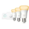 Image de Philips Hue White Ambiance Kit De DÃ©marrage : 3 Ampoules ConnectÃ©es E27 (1100) + Bouton ConnectÃ©
