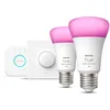 Image de Philips Hue White And Color Ambiance Kit De DÃ©marrage : 2 Ampoules ConnectÃ©es E27 (1100) + Bouton ConnectÃ©