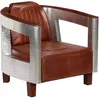 Image de vidaXL Fauteuil en style d'aviation marron cuir vÃ©ritable