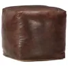Image de Pouf 40 X 40 X 40 Cm Marron FoncÃ© Cuir VÃ©ritable De ChÃ¨vre - Vidaxl
