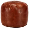 Image de Vidaxl Pouf 40 X 35 Cm Brun Roux Cuir VÃ©ritable De ChÃ¨vre